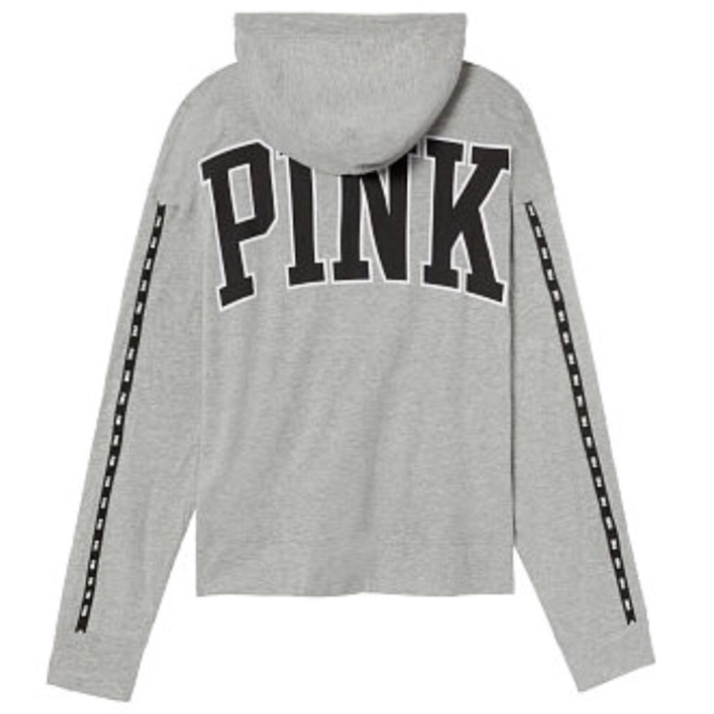 VS PINK CAMPUS FUNNEL NECK HOODIE TEE ~M